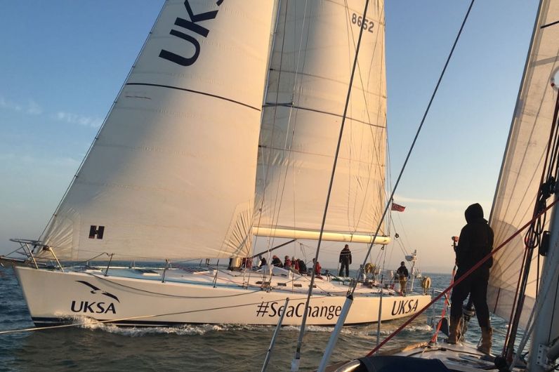 A UKSA training yacht on open water