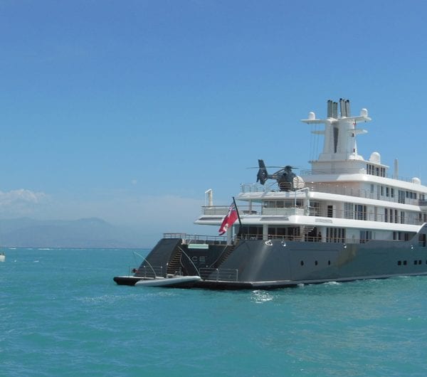 A superyacht in the open water