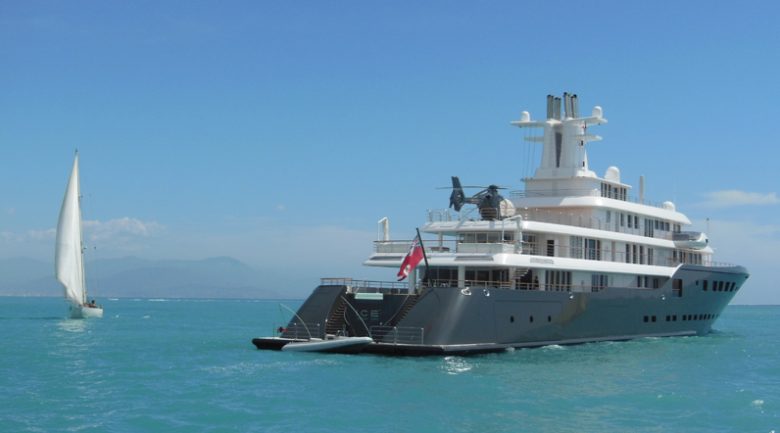 A superyacht in the open water