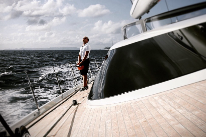 A student from the Superyacht Crew Training on board a superyacht