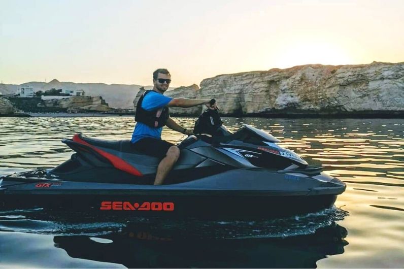 A young man on a jet-ski