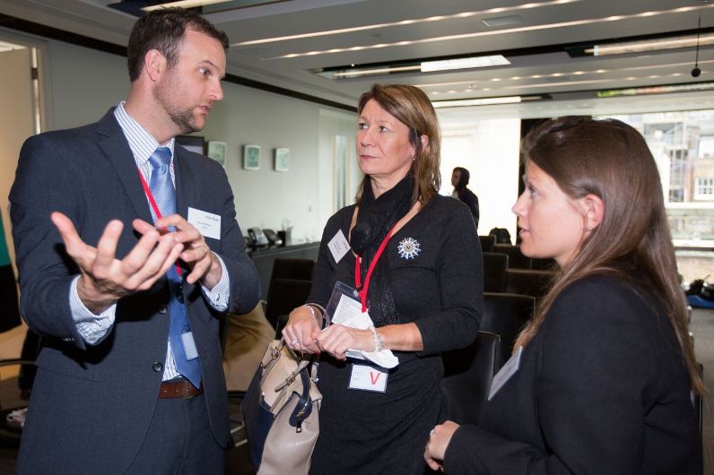 UKSA CEO Ben Willows talking to two females