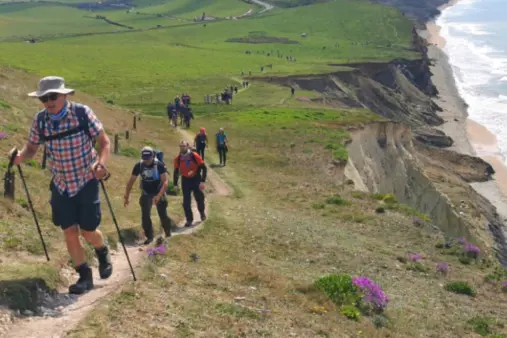 People doing a hiking challenge for fundraising